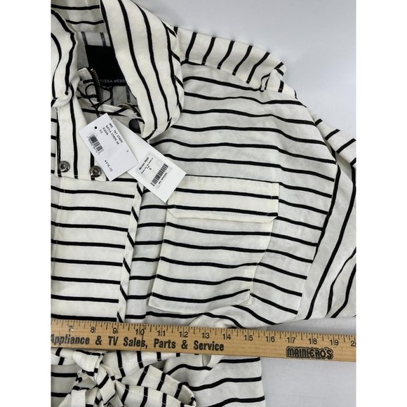NWT Marissa Webb White Black Striped Kayla Wrap Belt Crop Jacket Size Small $598 - Picture 16 of 16